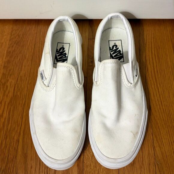 Vans Classic Slip-On Shoes – White Canvas – Women’s 8 / Men’s 6.5 - Picture 4 of 5
